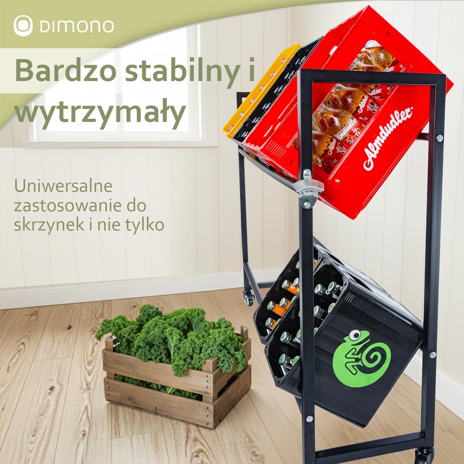Detalle de Dimono 258025401014 – regał na 6 skrzynek z napojami na kółkach