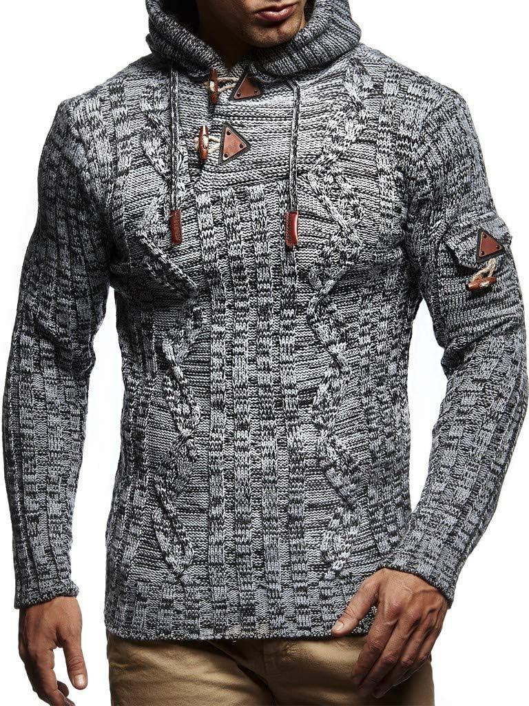 Thumbnail 5 de Leif Nelson LN-5400 Maglione con Cappuccio da Uomo in Maglia