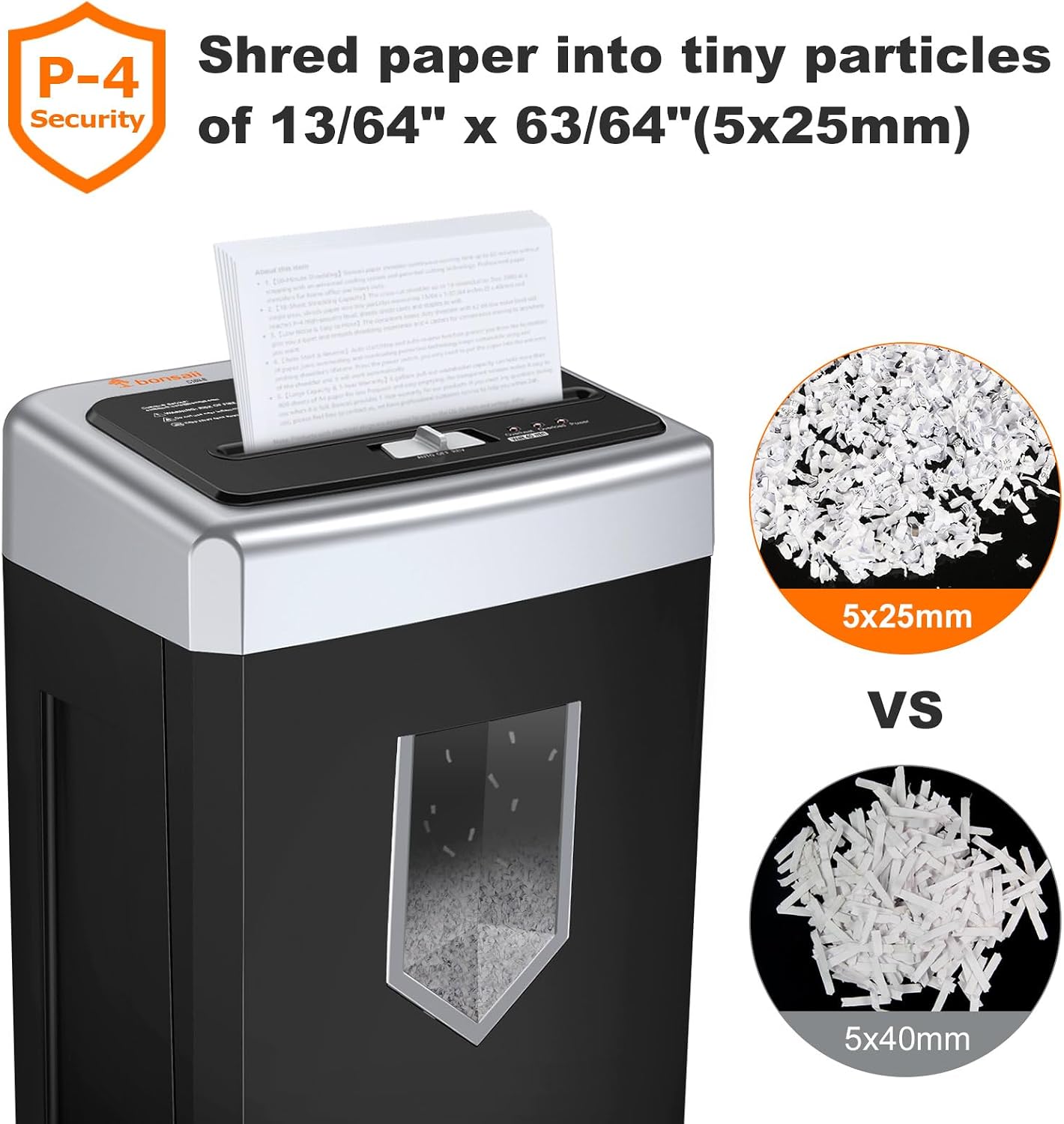 Detalle 2 de Bonsaii C169-B Heavy-Duty Cross-Cut Paper Shredder, 15-Sheet, 5-Gallon Bin