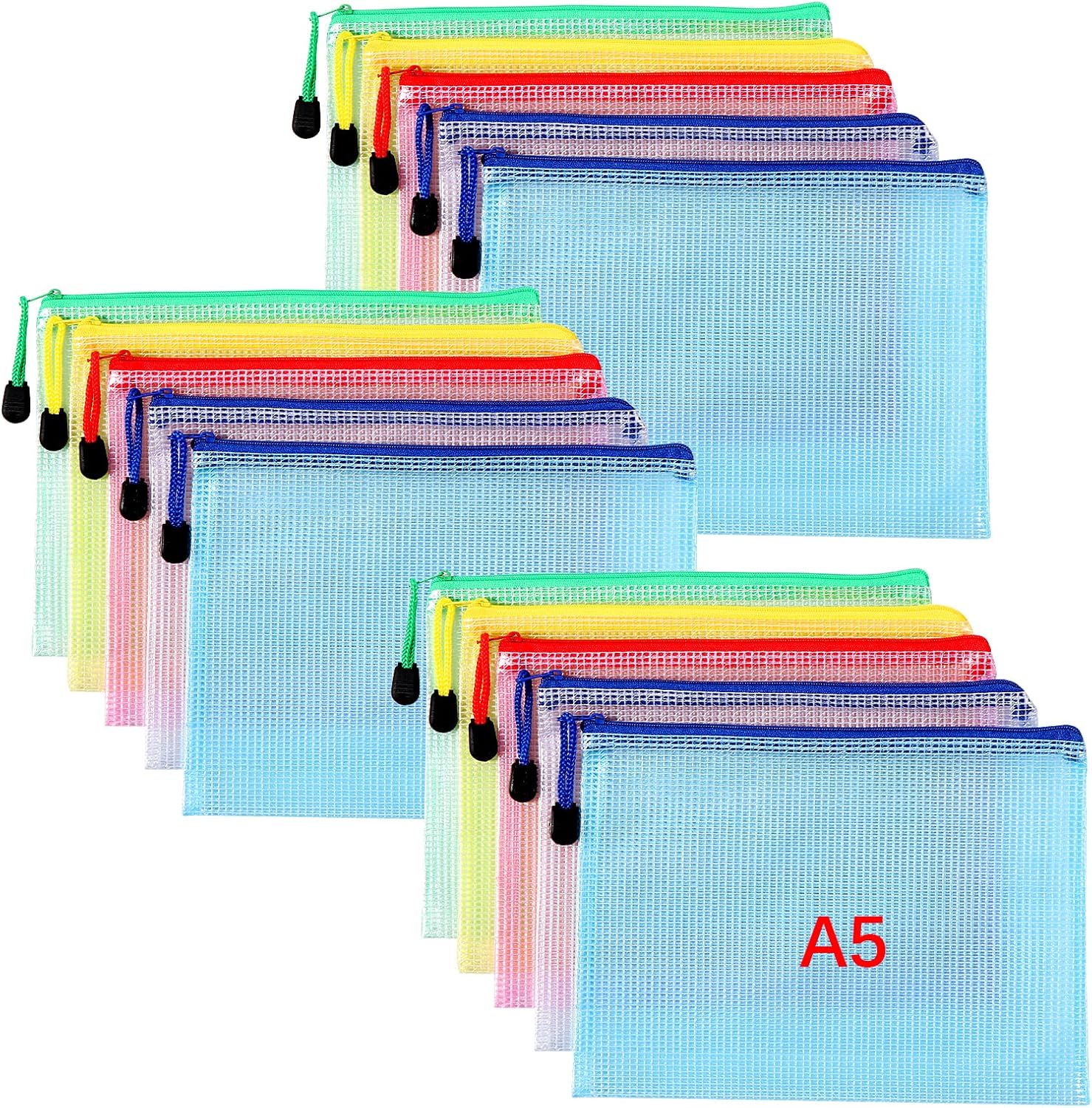 Detalle de Oderra Borse di File: 15 Buste ZIP A5 impermeabili in PVC, 5 colori