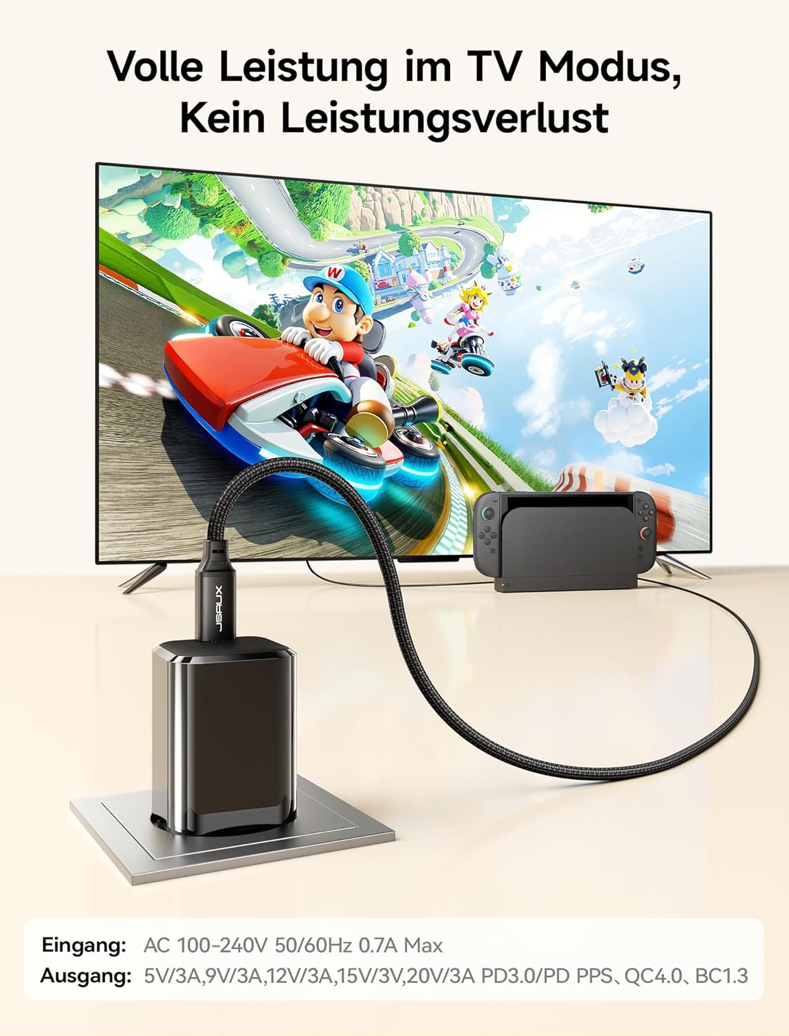 Thumbnail 2 de JSAUX 60W USB‑C Ladegerät mit GaN für Switch 2 (TV-Modus) – inkl. 2m USB‑C Kabel