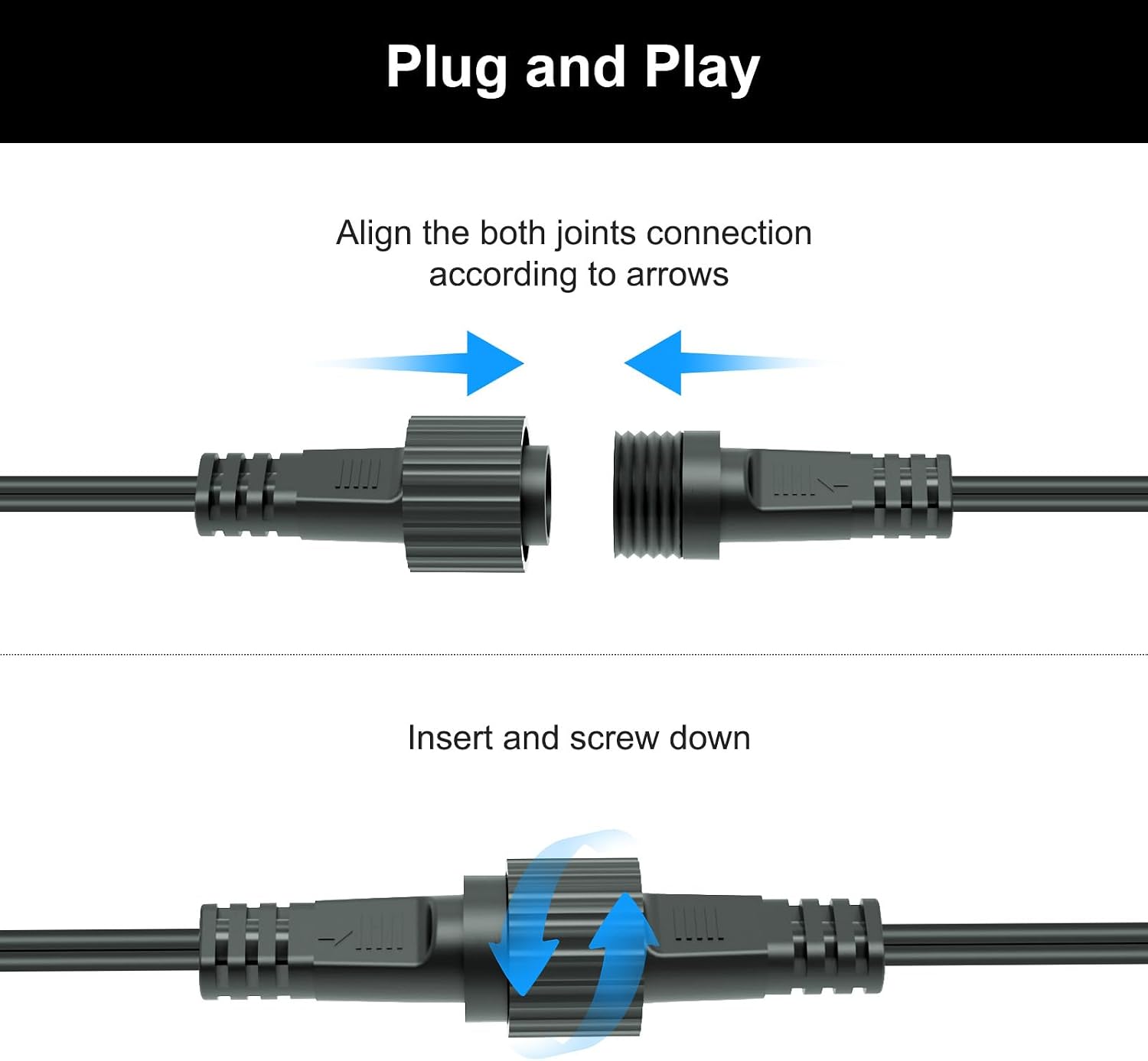 Detalle 2 de cshare 10m (33ft) 2‑Pin Outdoor Extension Cable for G40 Globe & String Lights (IP65 Waterproof)