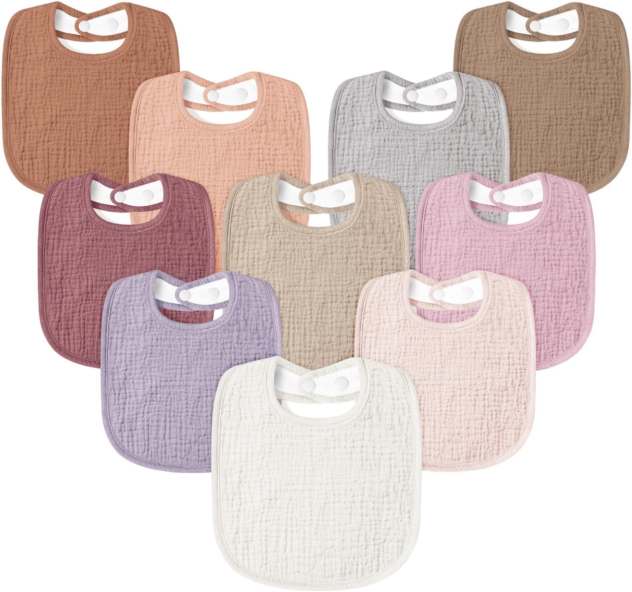 Thumbnail 2 de Susurration Muslin Baby Bibs 10Pack – soft square bandana drool bibs with adjustable snaps