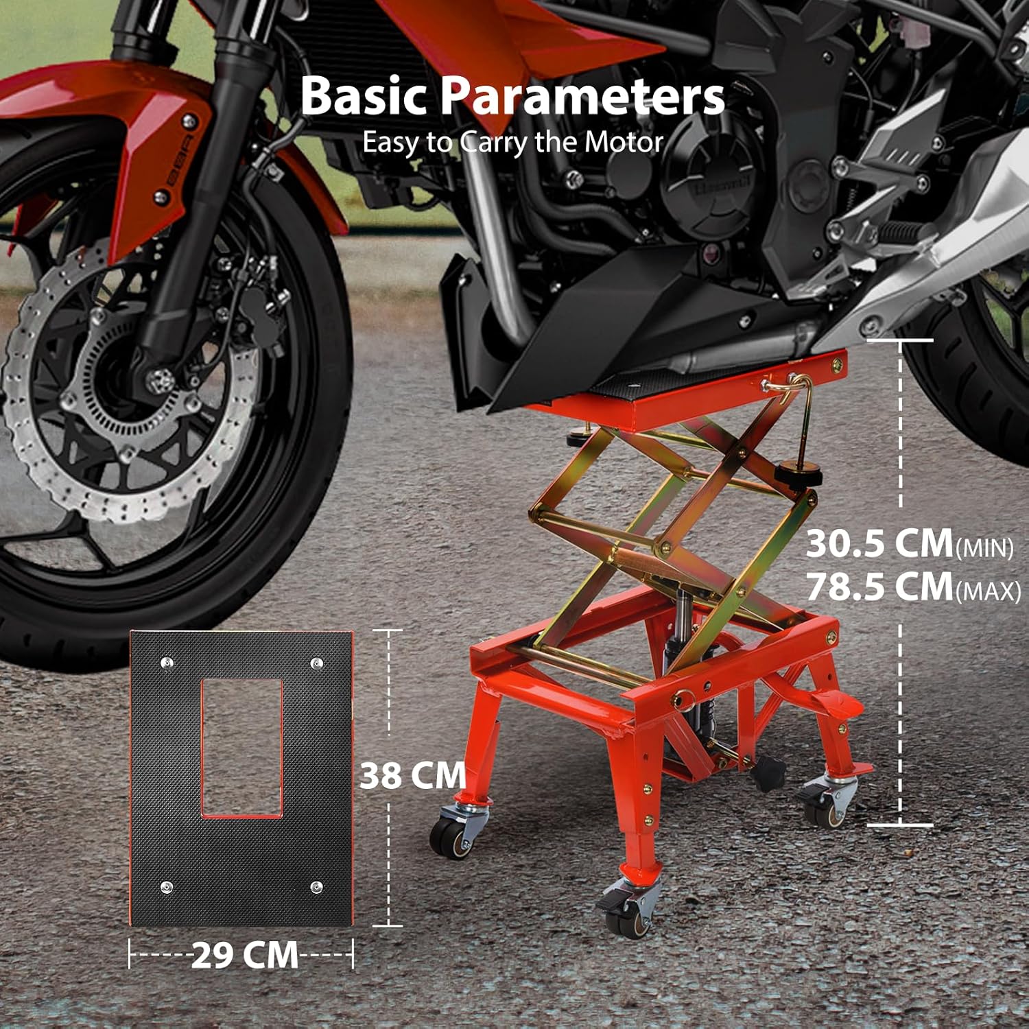 Thumbnail 6 de VIVOHOME 160kg Hydraulic Motorcycle Lift Jack Stand with 4 Wheels