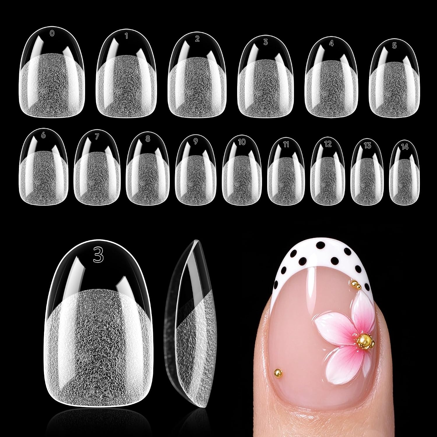 Detalle de UNA GELLA Short Oval Nail Tips, 150-Piece Set