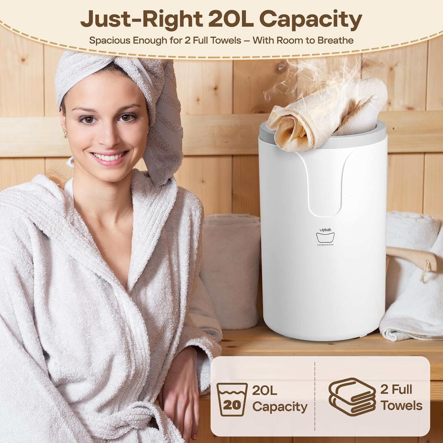 Thumbnail 1 de VIPBATH 20L Luxury Towel Warmer for Bathroom — Dual Heat, 12 Fragrance Discs, Auto Shut-Off
