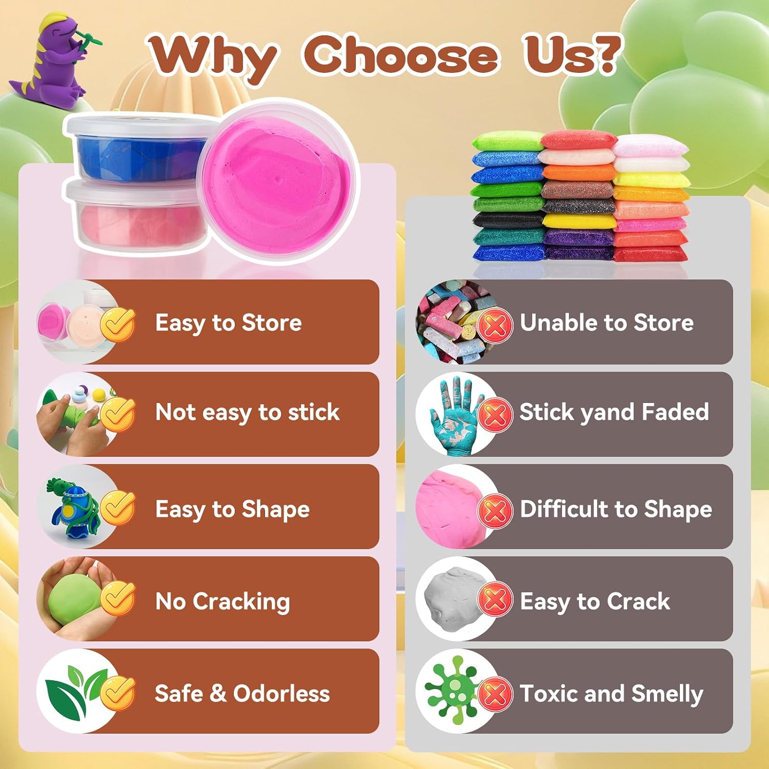 Detalle 1 de Air Dry Clay Kit for Kids, 18 Tubs