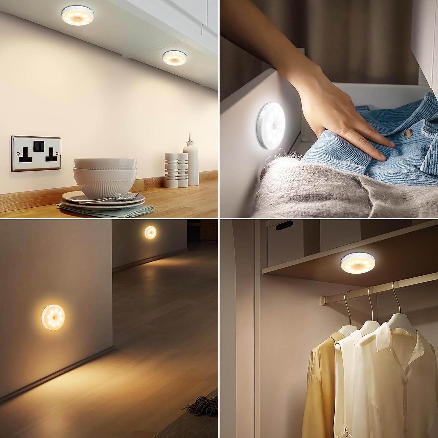 Thumbnail 5 de daphomeu 6 Stück Nachtlicht mit Bewegungsmelder,Dreifarbige USB Wiederaufladbare LED-Licht,Schrankbeleuchtung,Bewegungsmelder innen für Treppenbeleuchtung,Schlafzimmer, Küche, Kinderzimmer.
daphomeu 6 Stück Nachtlicht mit Bewegungs…