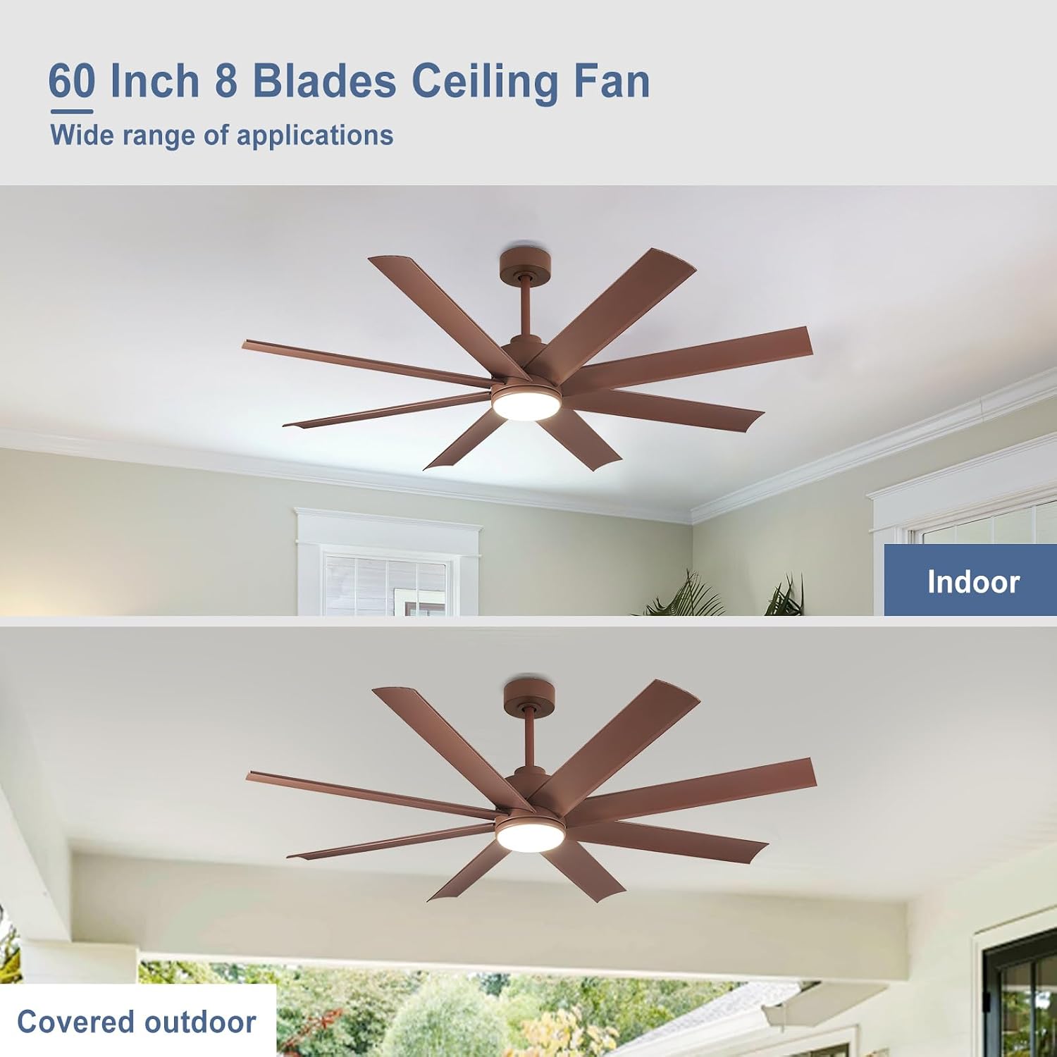 Detalle 2 de BvenuBigLite WS-FPZ60-8-BR 60-Inch Farmhouse Ceiling Fan with Light