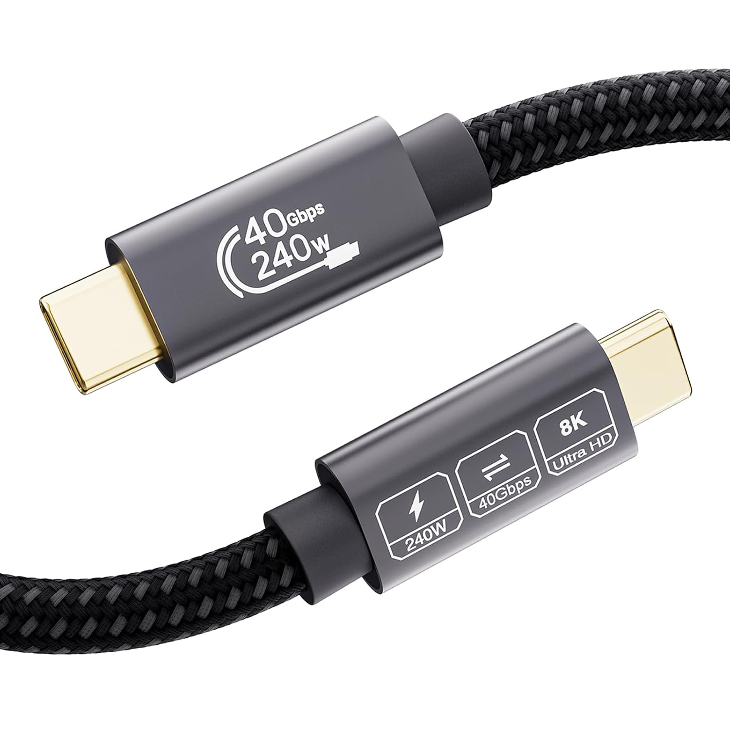 Detalle de EUDOBEL USB4 Kabel mit Thunderbolt 4, 2 m – 8K@60Hz, 4K@144Hz, 240W PD3.1, 40 Gbps