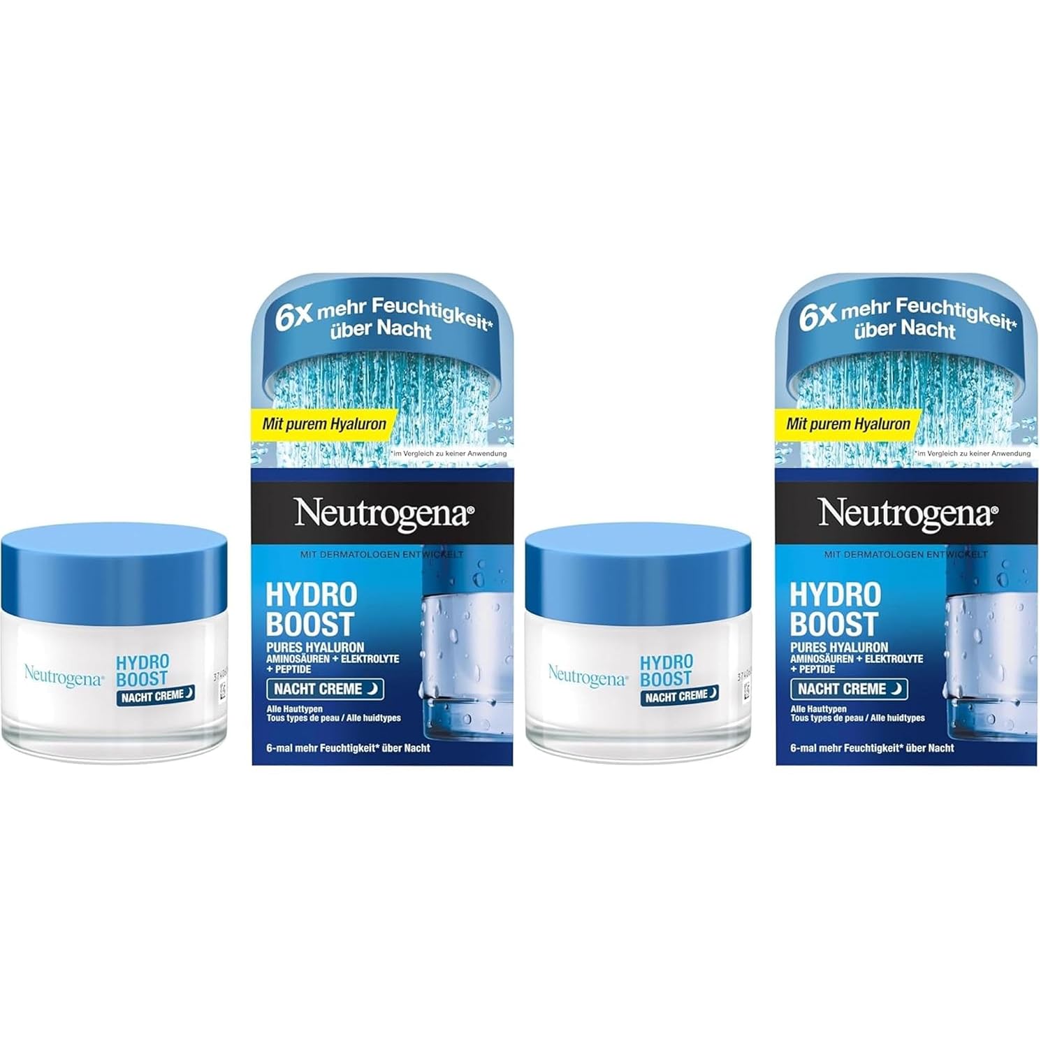 Detalle de Neutrogena Hydro Boost Nachtcreme mit purer Hyaluronsäure – regenerierende Gesichtspflege, 50 ml (2er Pack)