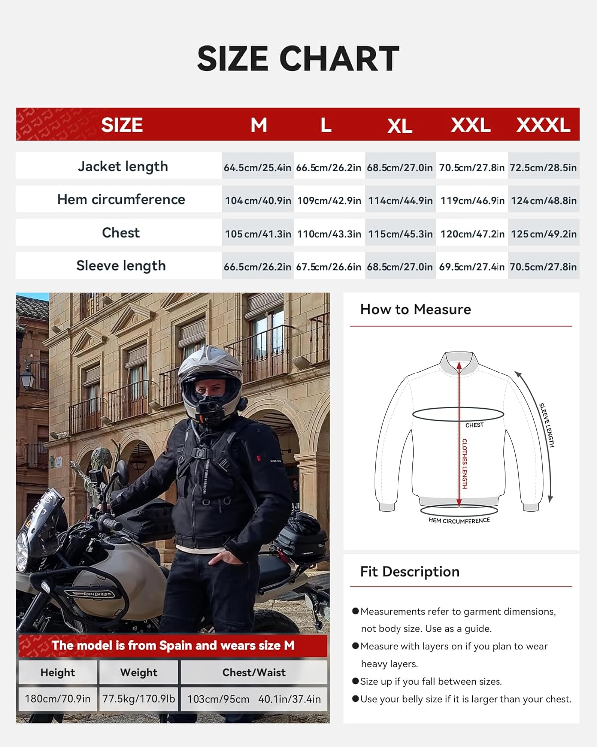 Thumbnail 6 de RIDEIRON Veste moto homme hiver avec protection CE Classe A, doublure amovible imperméable et coupe-vent