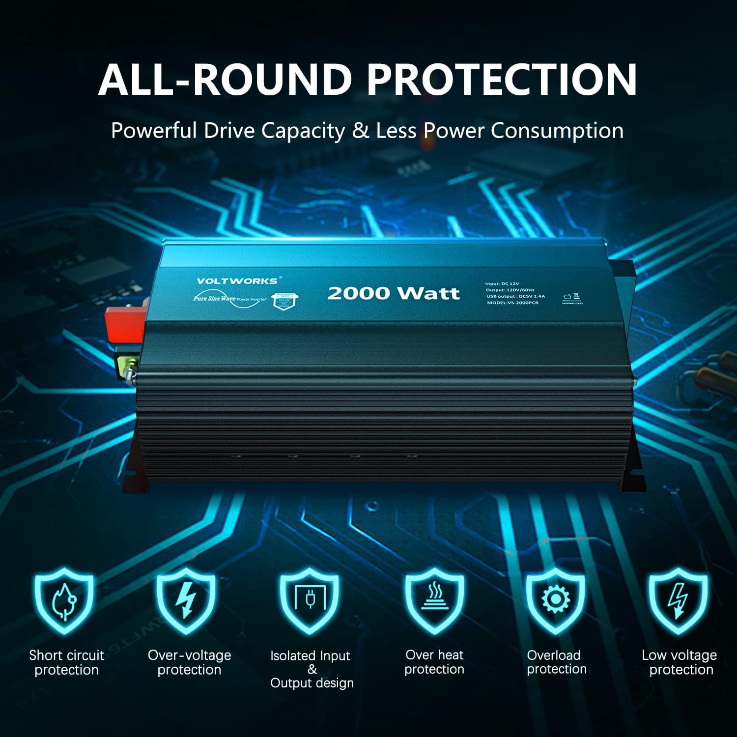 Thumbnail 5 de VOLTWORKS 2000W Pure Sine Wave Inverter 12V to 120V ⚡