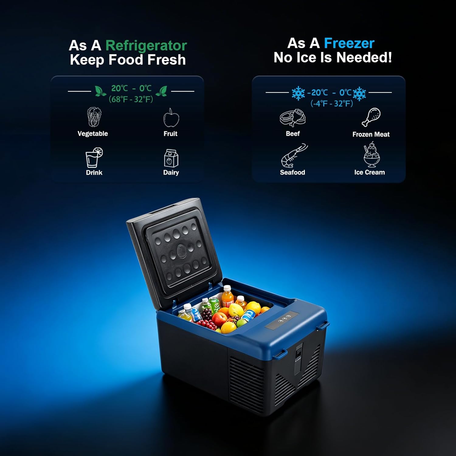 Detalle de zcamp KI9,9L Compressor Car Refrigerator: Portable 12/24V Cooler for Road Trips