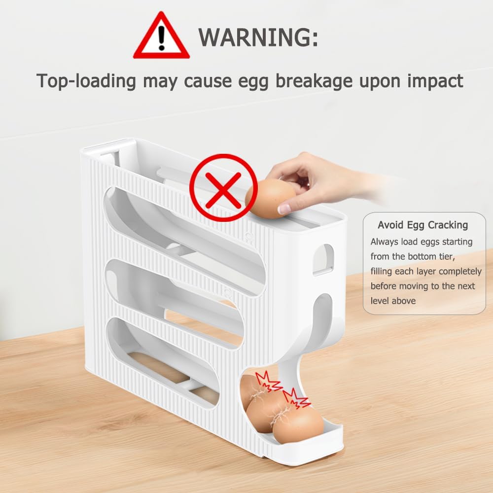 Thumbnail 3 de Sotfamily FIFO Egg Holder, 28-Egg Refrigerator Organizer with Auto-Rolling Design