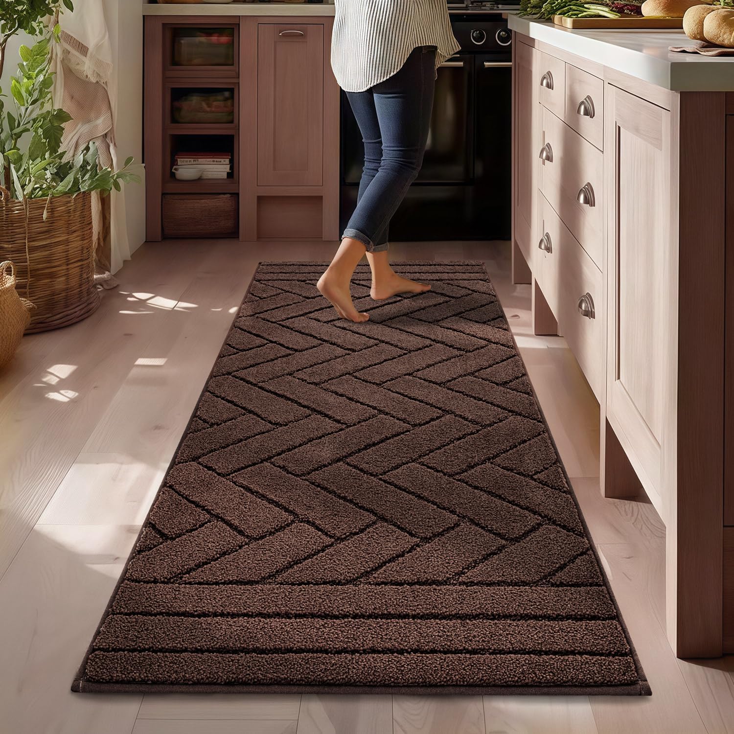 Thumbnail 6 de Kitchen Runner Rugs 20" x 48" Non-Slip Kitchen Mat Set (Camel)