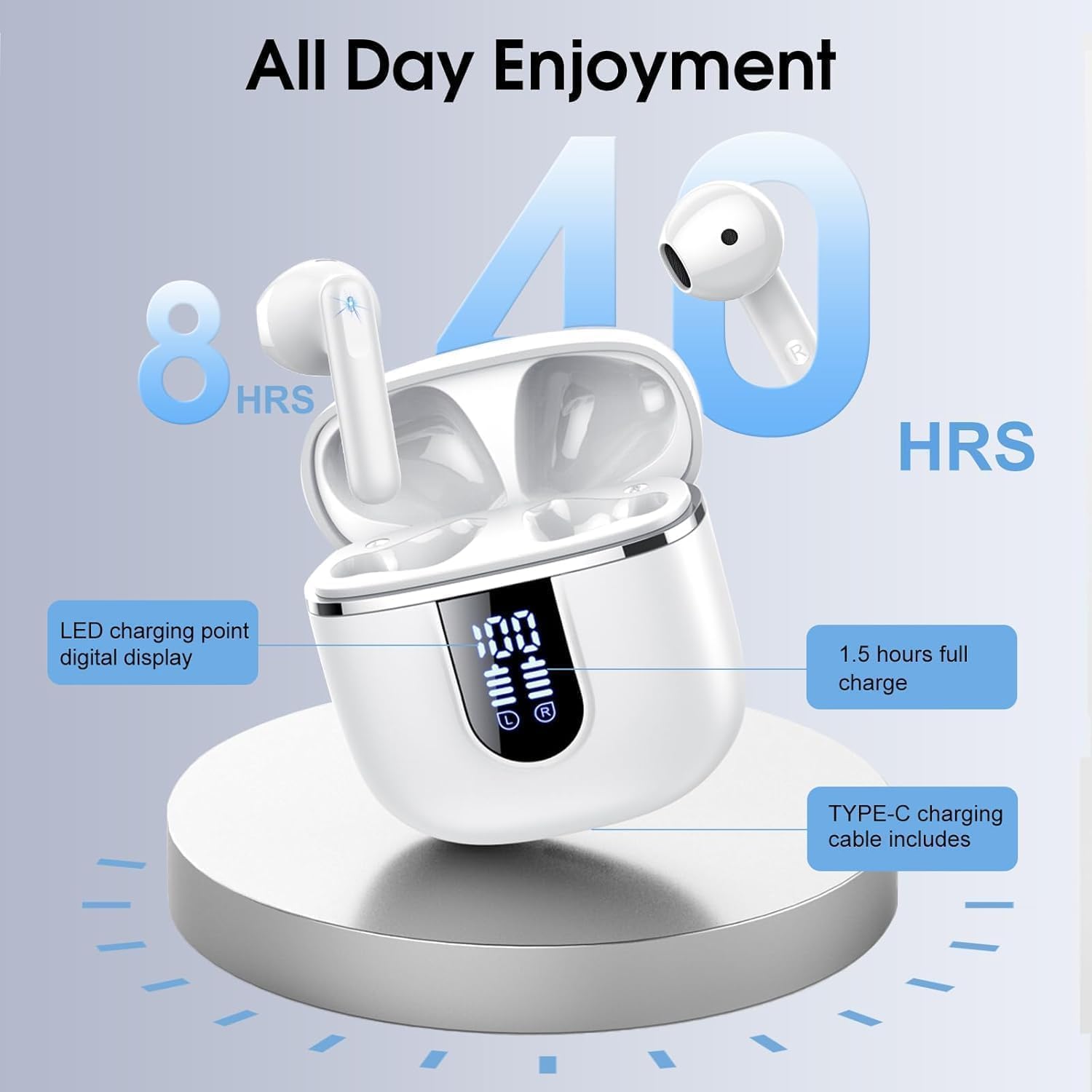 Thumbnail 3 de Wireless Earbuds, 2026 Bluetooth 5.4 In-Ear Earphones with 3D Stereo and IP7 Waterproofing
