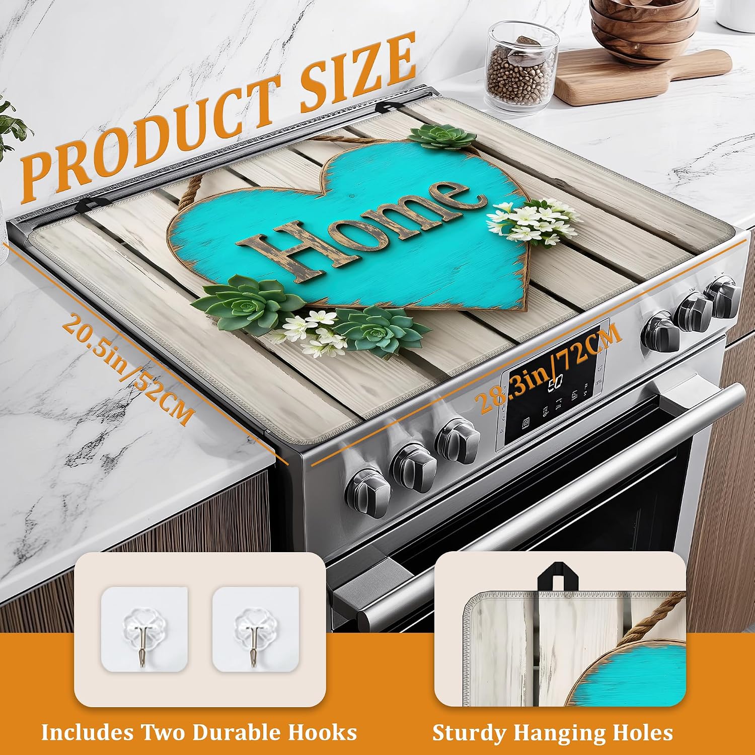 Detalle de YIKTI Heart Pattern Stove Top Cover, 28 x 20 Inch Natural Rubber Mat