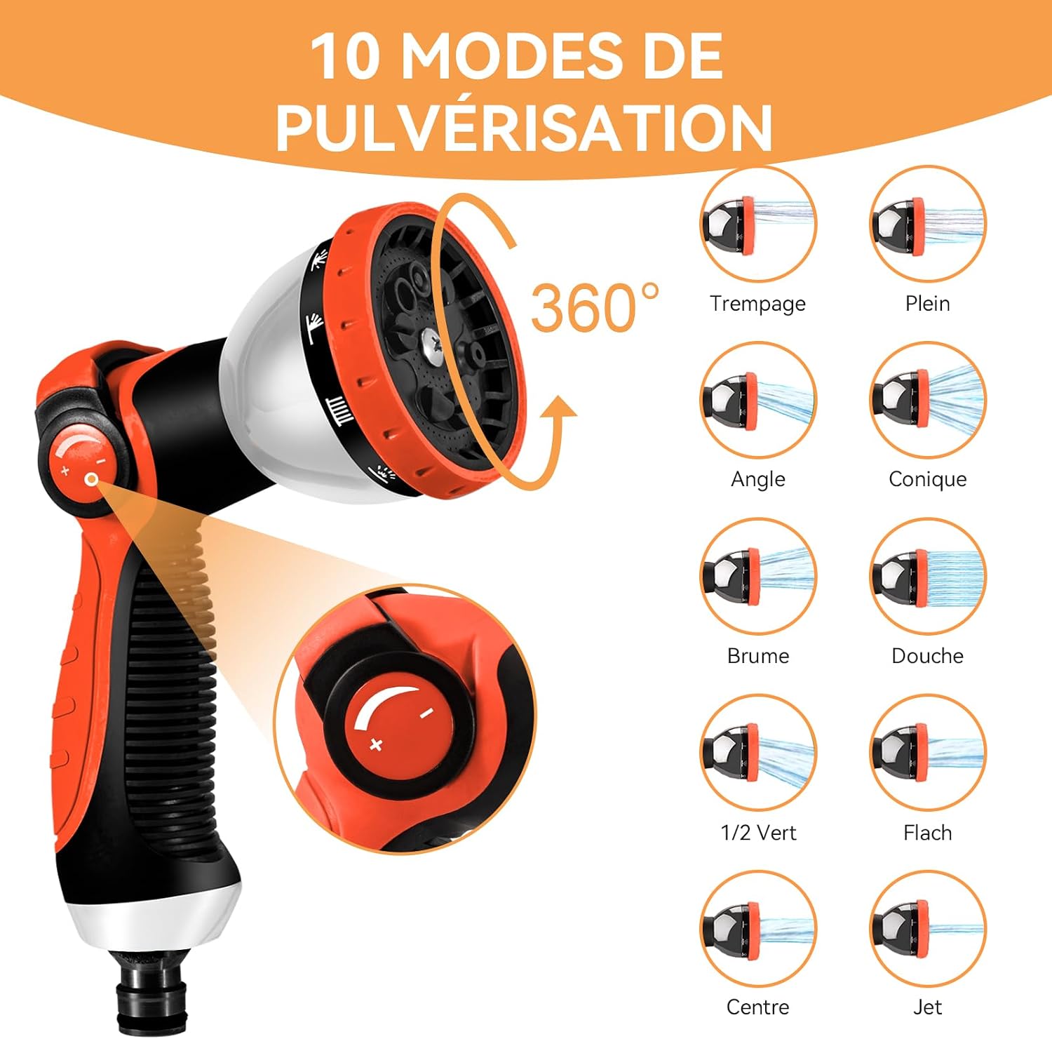 Detalle de Yofidra Tuyau d'Arrosage Extensible 30 m avec Pistolet à 10 Jets et Raccords