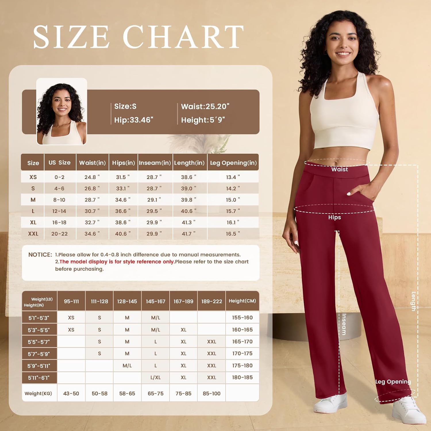Thumbnail 4 de keriffe Women's Stretchy Yoga Dress Pants, Straight Leg, 4 Pockets, High Waist