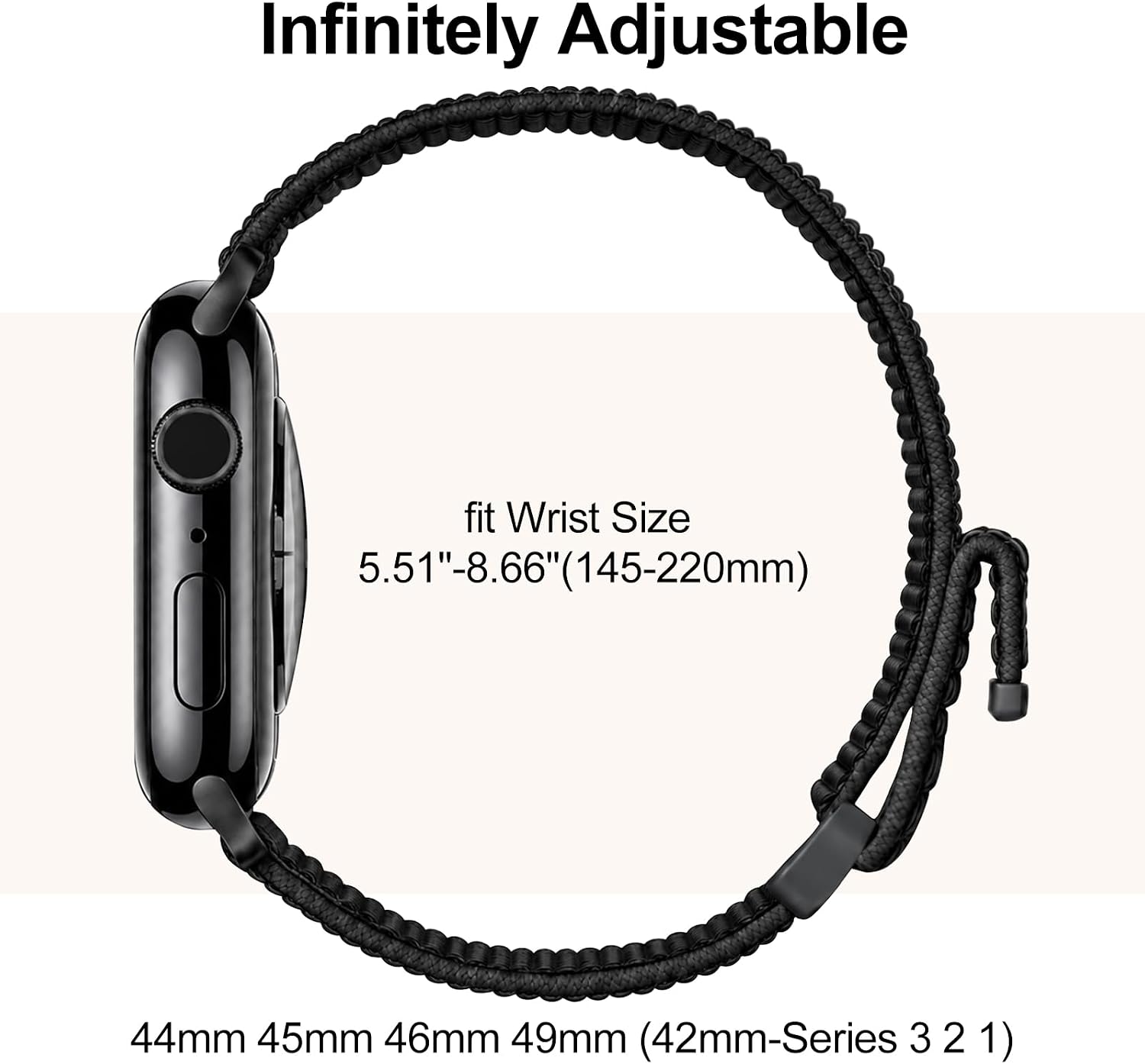 Detalle de OMECKY Sport Band for Apple Watch (46mm/44mm/49mm) Nylon Stretchy Loop — Breathable, All-Day Comfort