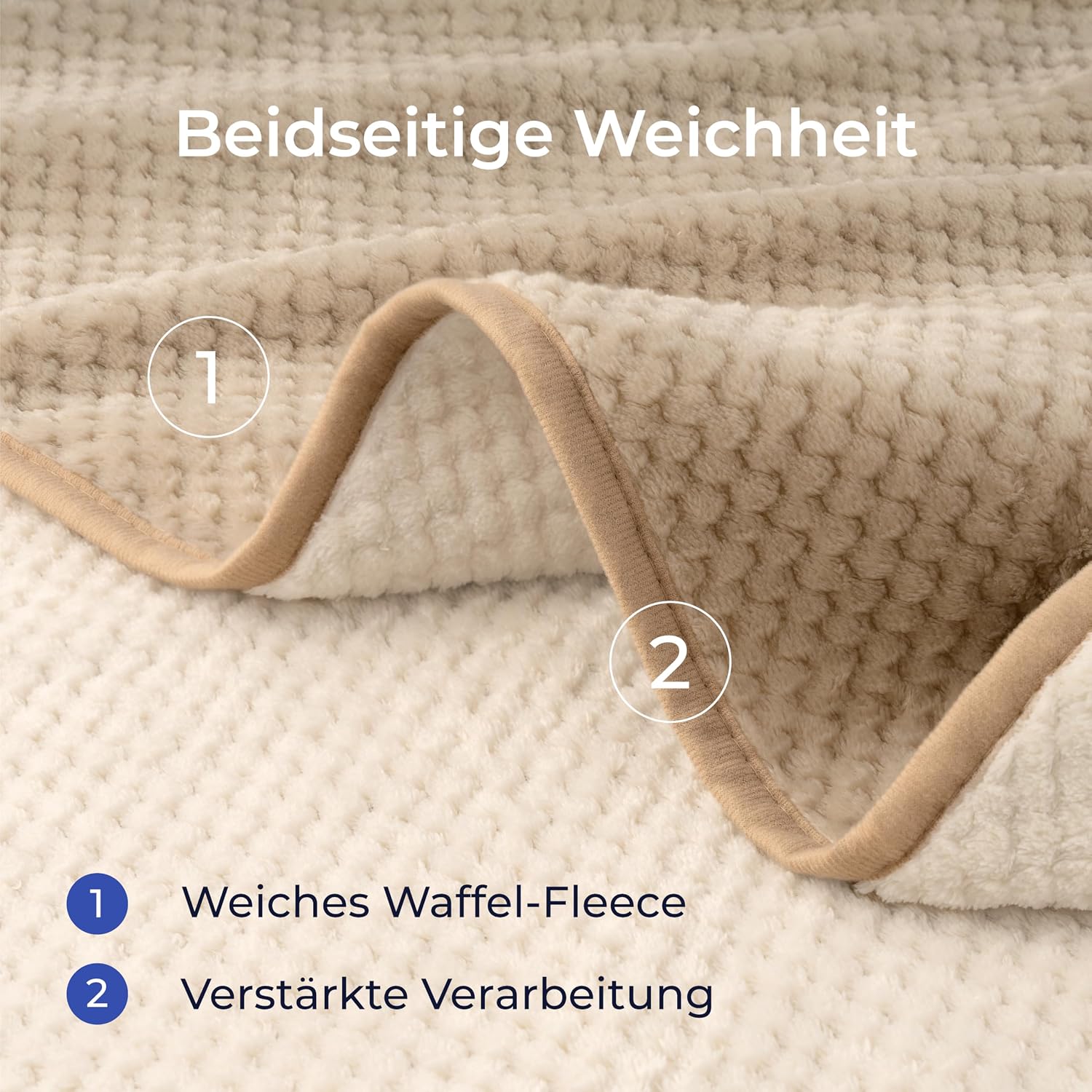 Detalle de Dreamzie wasserdichte Hundedecke (100x120 cm) für Bett, Auto & Outdoor – beidseitig & maschinenwaschbar, Sherpa-Fleece Beige