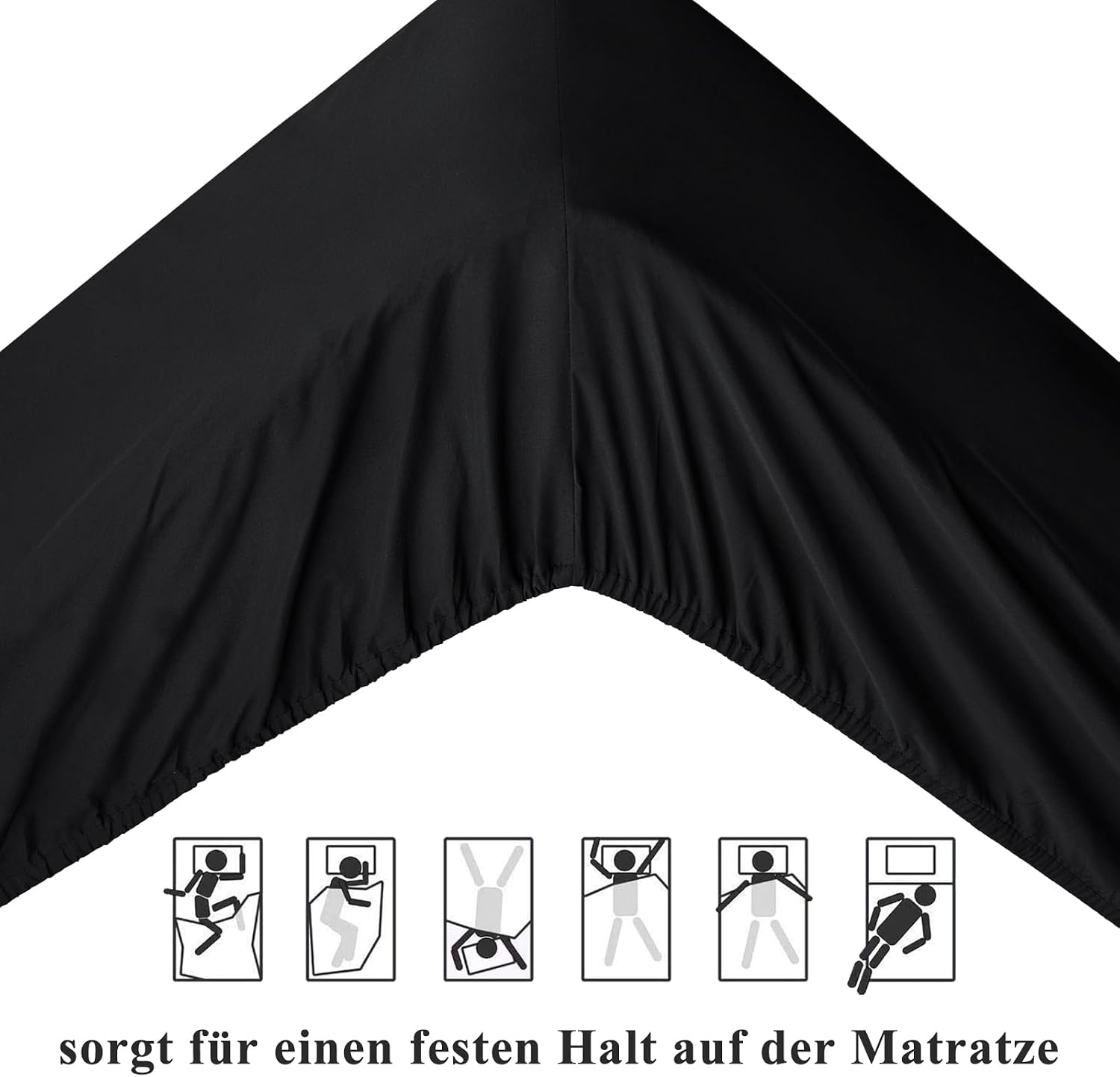 Detalle de Aisbo Spannbettlaken 180x200cm – 40 cm Steghöhe, Mikrofaser, Schwarz