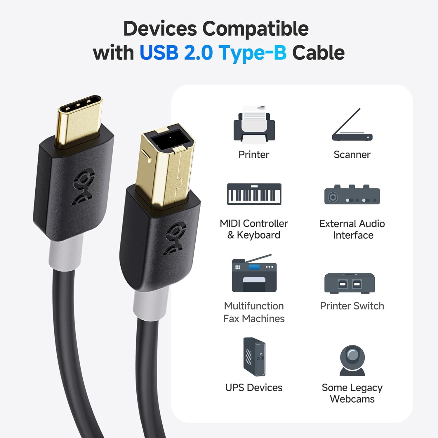 Thumbnail 3 de Cable Matters USB C Printer Cable 1 m
