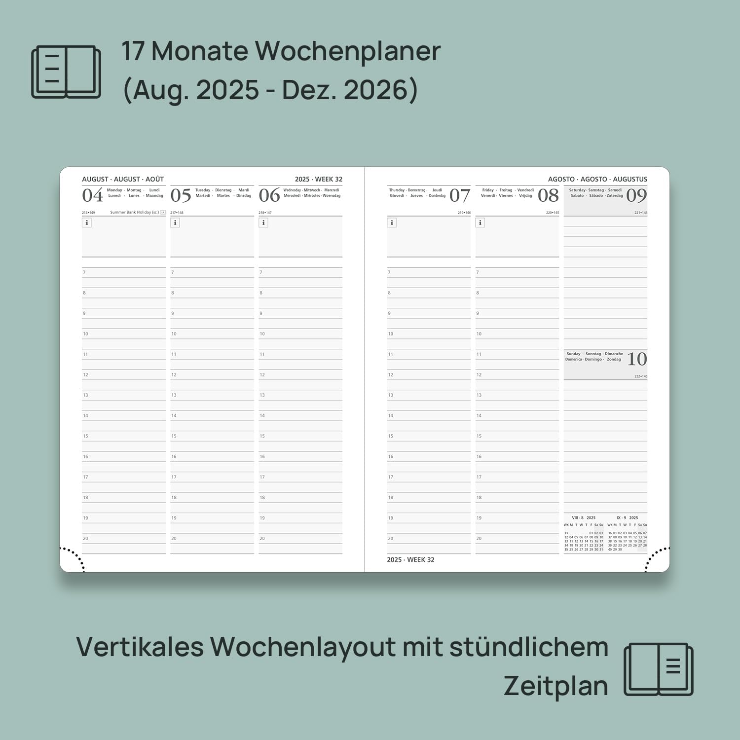 Thumbnail 2 de POPRUN Kalender 2025–2026 Wochenplaner A5, 17 Monate 📅