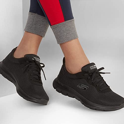 Detalle 2 de Skechers Flex Appeal 4.0 Brilliant View Regular para mujer – Zapatillas en negro con malla y ribete