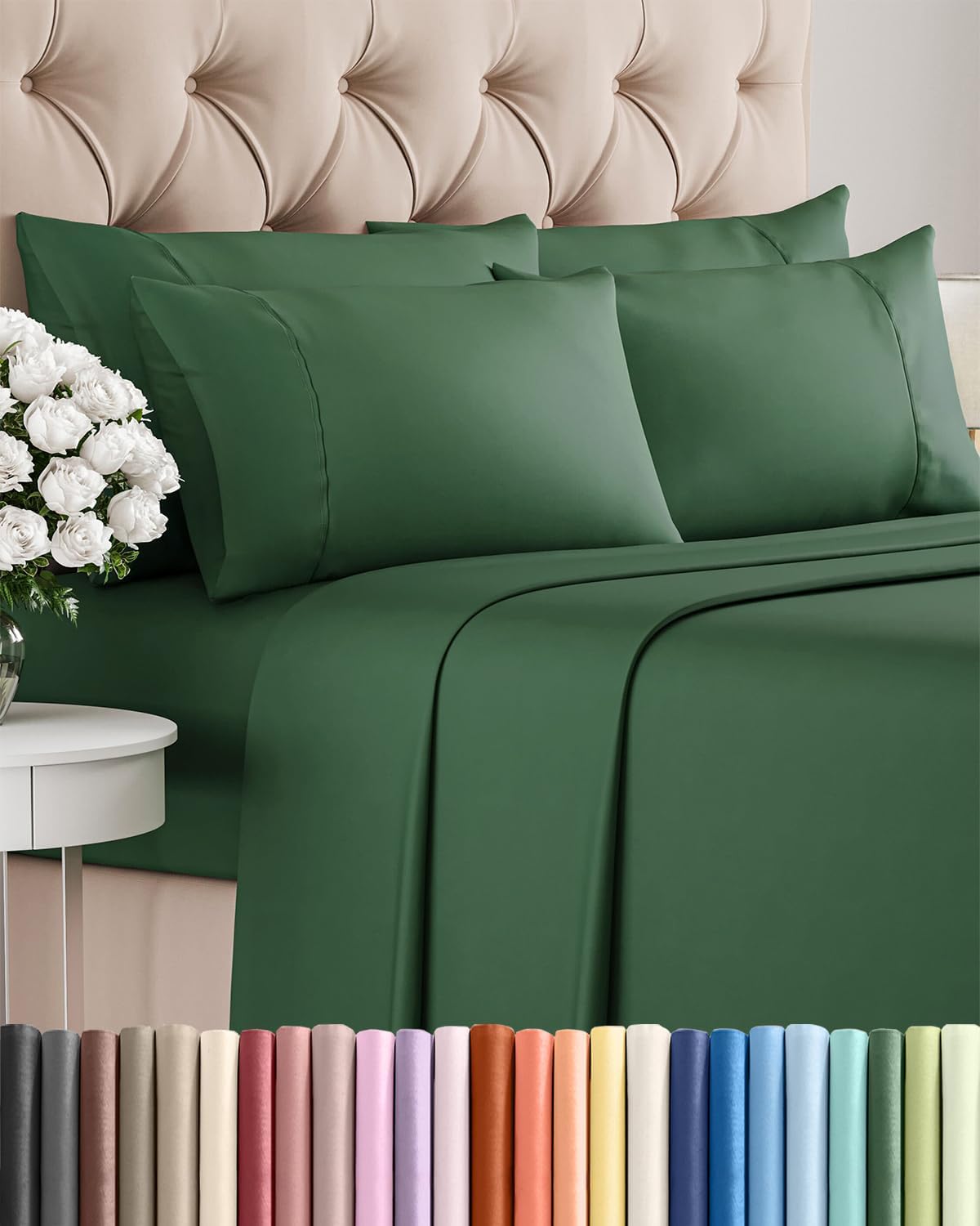 Detalle de EmeraldQueen 6 Piece Sheet Set: Comfy, Breathable, and Cooling Hotel-Luxury Bedding