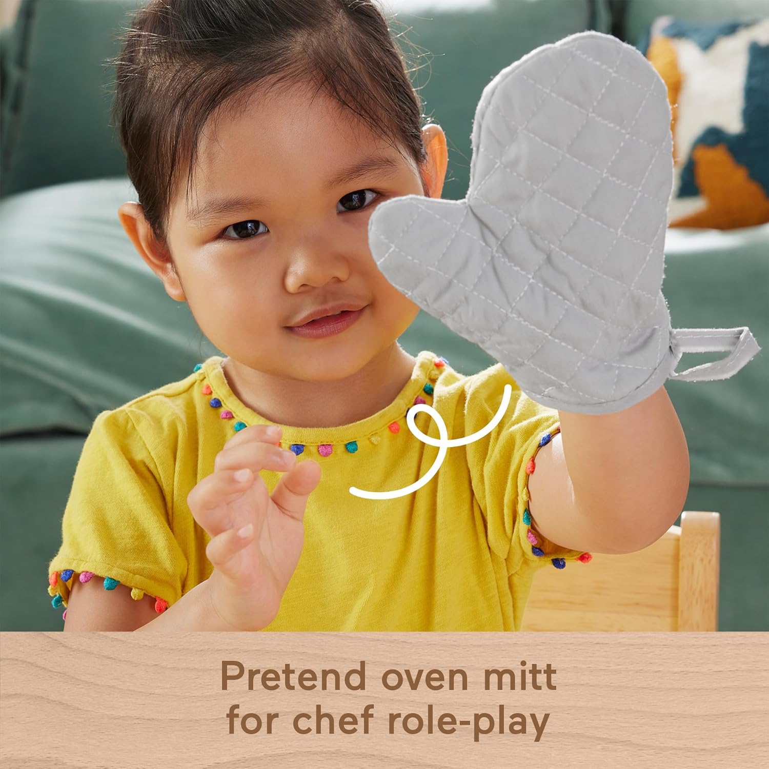 Detalle de Fisher-Price Wood Kitchen Pretend Play Set (19-Piece) – FSC Wood, Safe Paints, for 3+