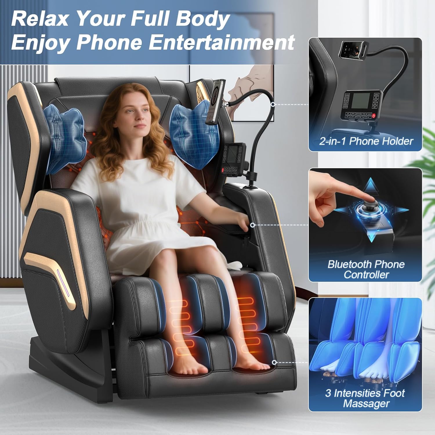 Detalle de NAGLIFOR Sillón de Masaje reclinable 14 rodillos