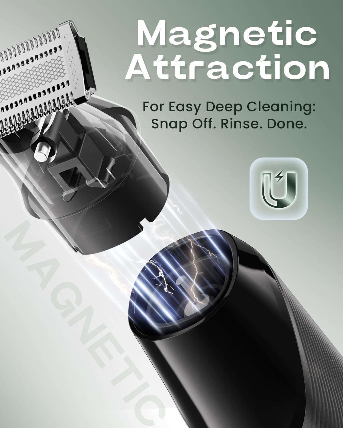 Detalle de Prettywill Beard Trimmer Men: All‑in‑One Body & Beard Grooming Kit with Magnetic Detachable Heads