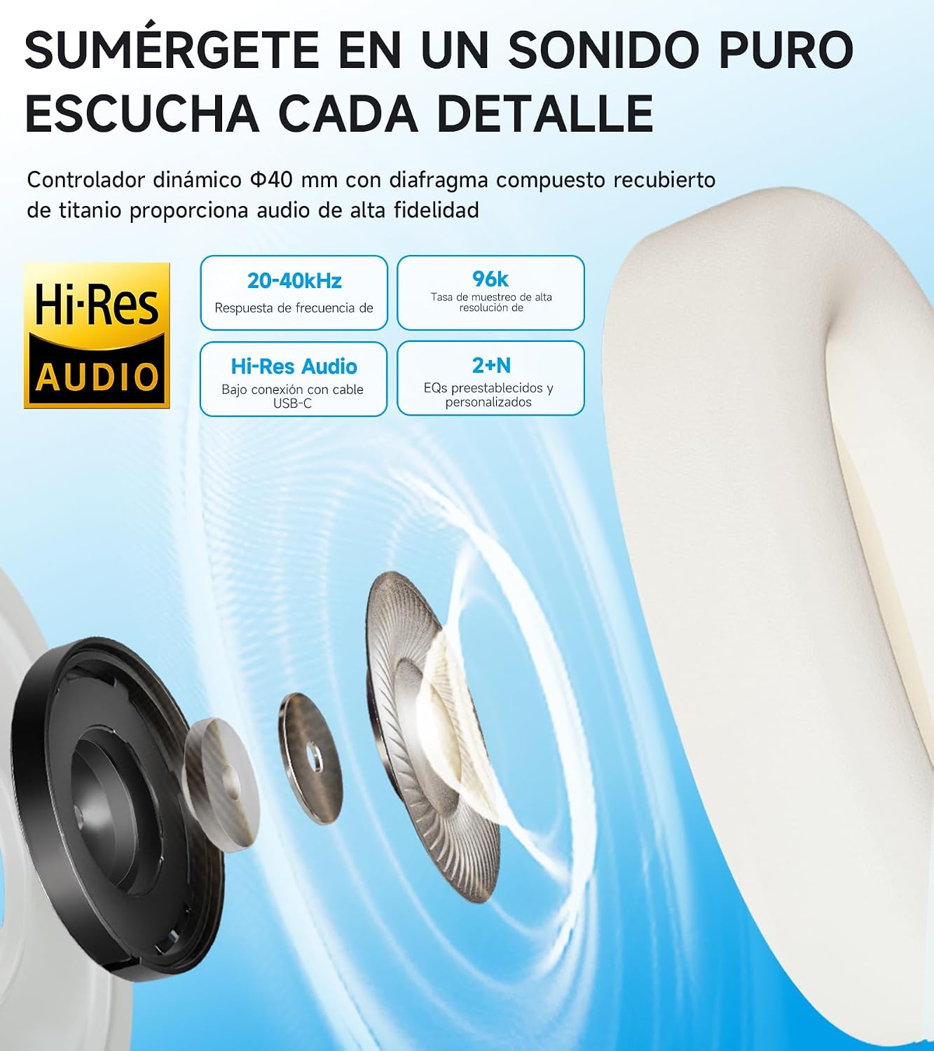 Detalle de Edifier W800BT Pro Auriculares Bluetooth con Cancelación Activa