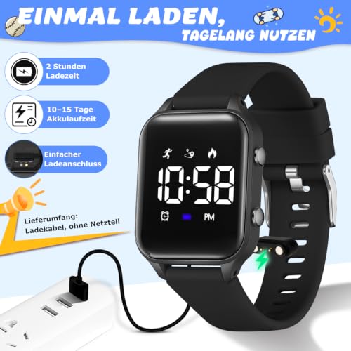 Detalle de Timever L6615E Kinder-Digitaluhr mit Schrittzähler, Vibrationsalarm und Silikonarmband