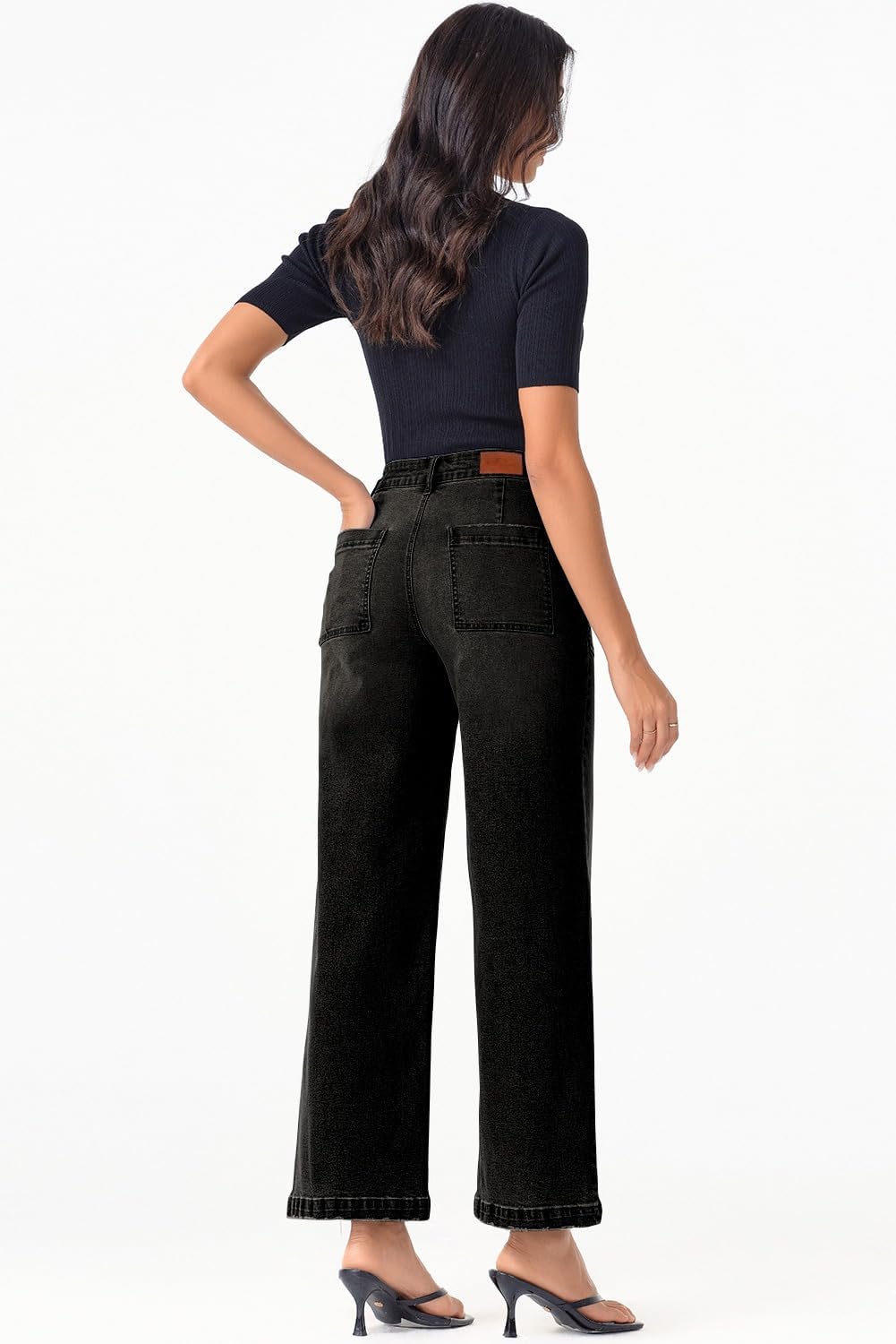 Thumbnail 4 de Sidefeel Women's Wide Leg Jeans High Waisted Stretchy Jeans