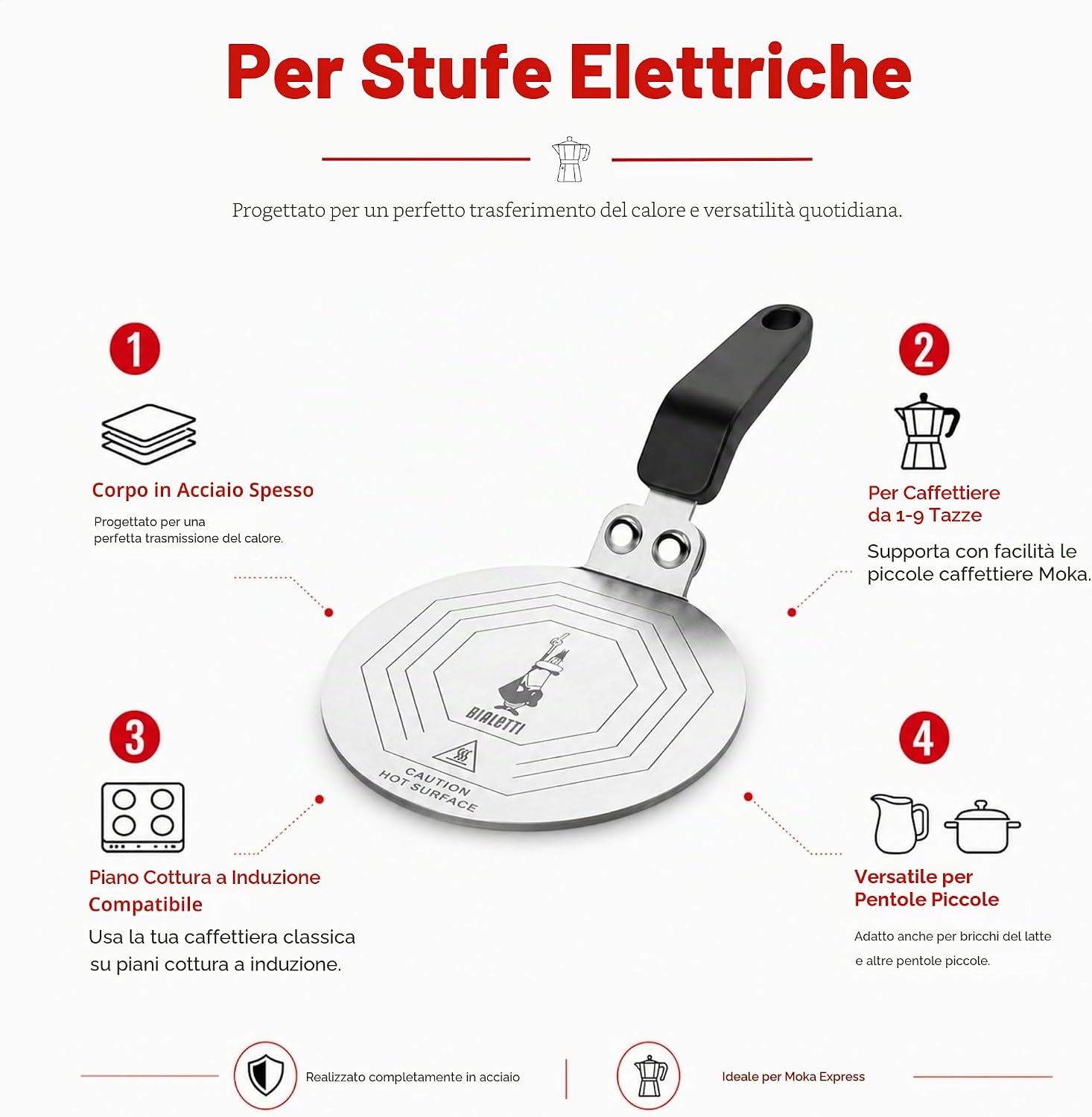 Thumbnail 2 de Bialetti Piattello A Induzione 13 Cm, Argento: Adattatore in acciaio per uso su piani a induzione