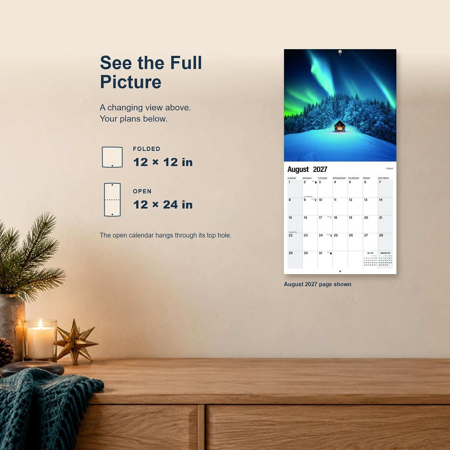 Thumbnail 6 de OKAMZIK O-AURORA 2027 Wall Calendar, 12" x 24" with Large Writing Blocks
