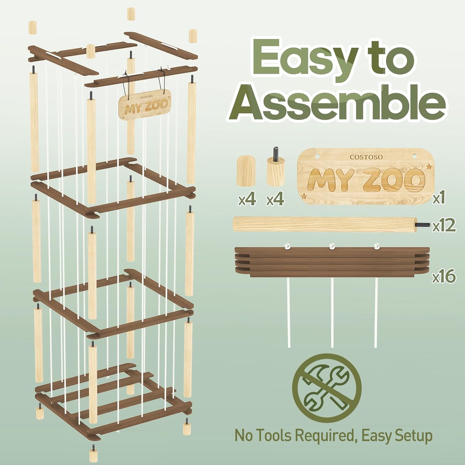 Thumbnail 6 de FunreemaG SSF3 Stuffed Animal Organizer, Two-Tone Pine Wood, Open Design