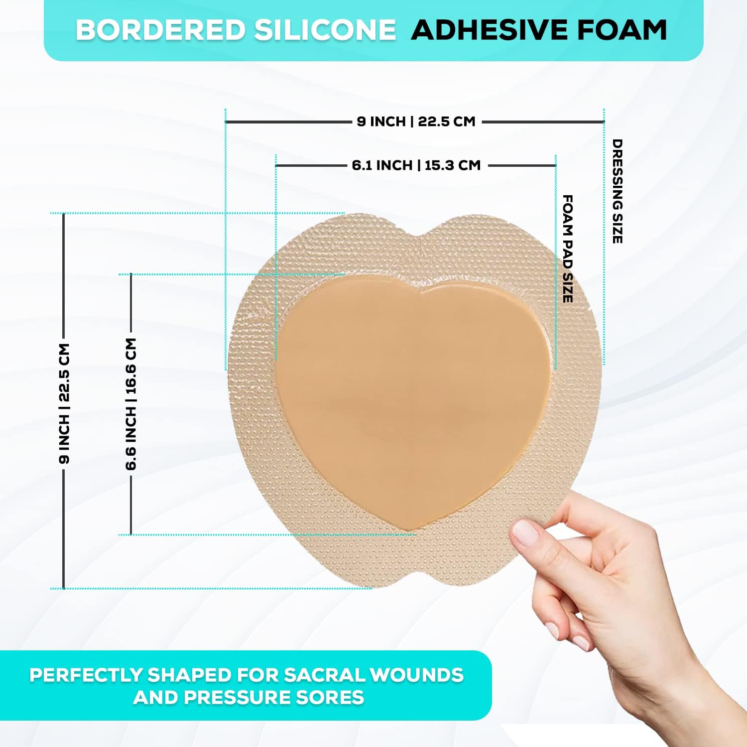 Detalle de MedVance SG_B077DGB8GT_US Silicone Foam Sacral Dressing, 9" x 9", 5-Pack
