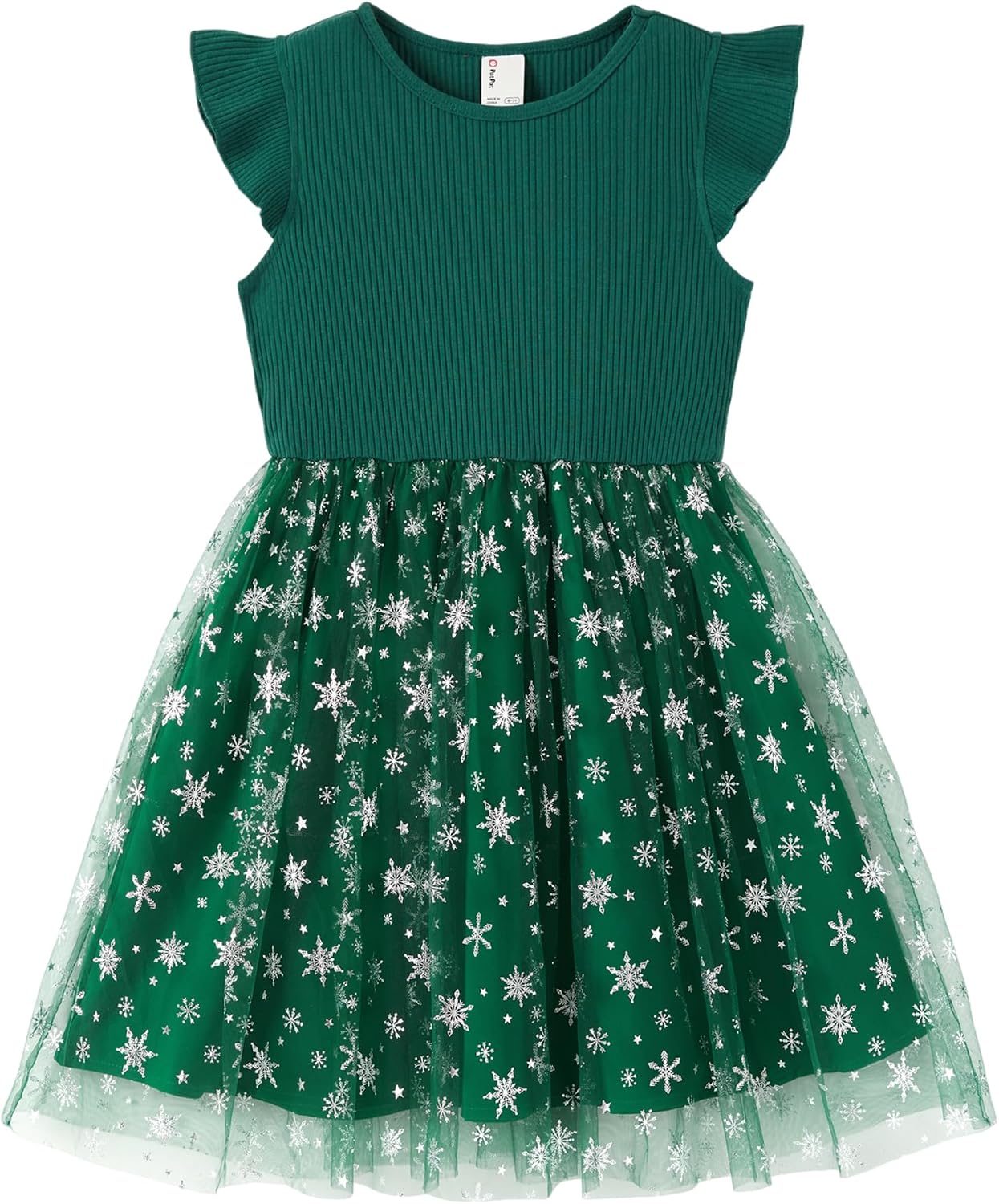 Detalle de PATPAT 580361 Girls' Tulle Tutu Dress, Cotton-Spandex Knit and Mesh