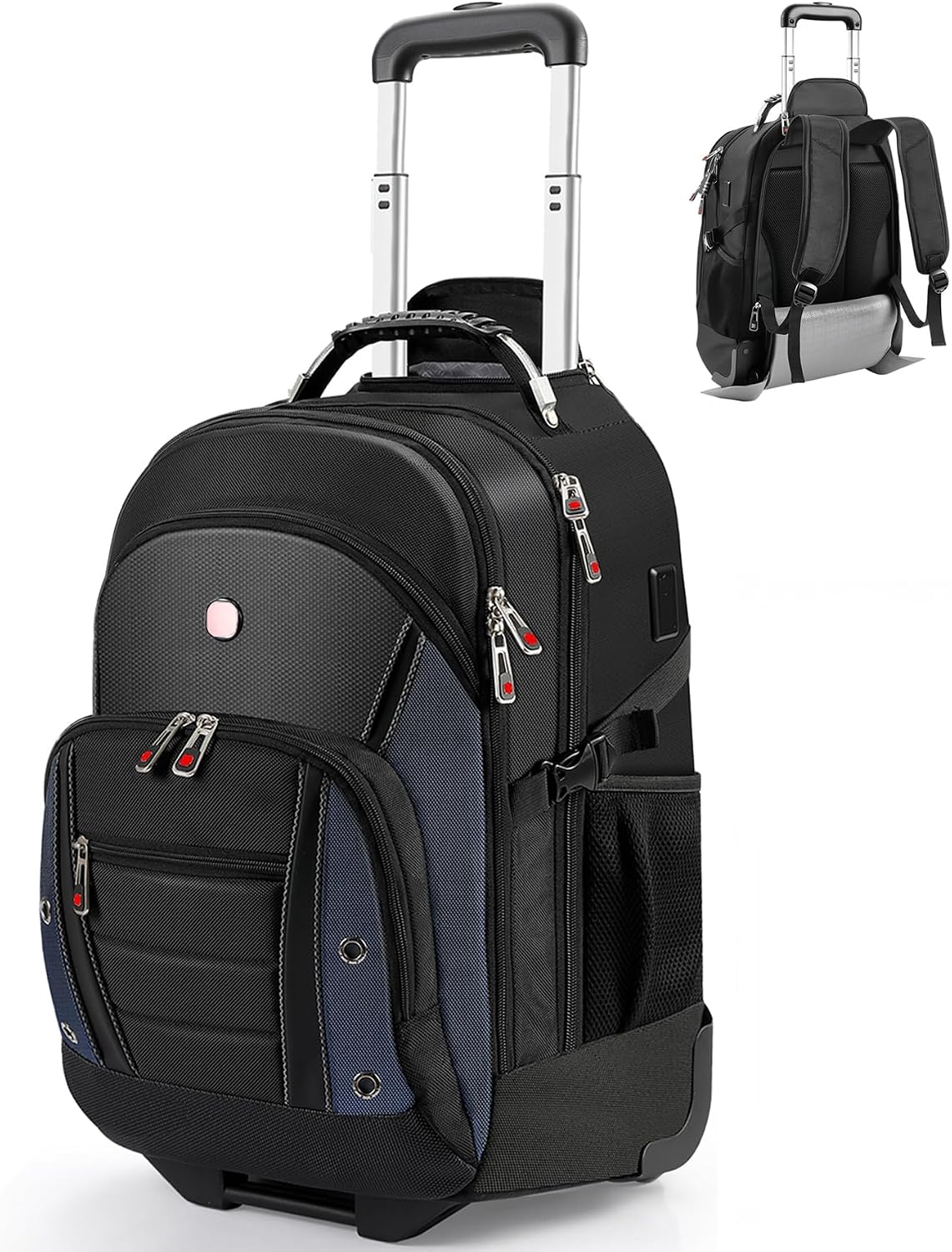 Detalle de Star Cloud Rolling Backpack with Wheels: 17.3" Laptop, USB & Type-C Charging, 45L Carry-On