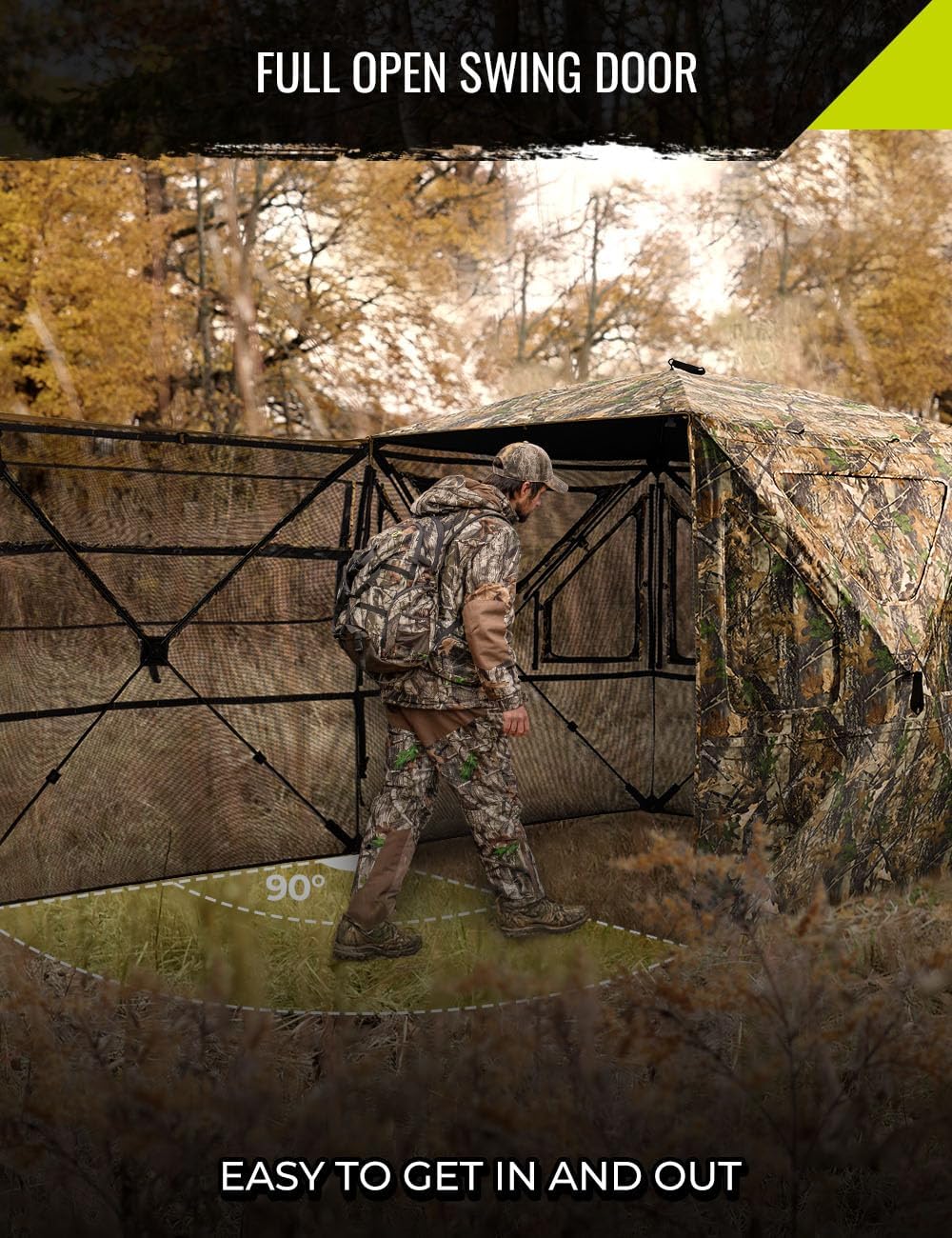 Detalle 2 de TIDEWE 360° See Through Hunting Blind, Pop-Up 3–4 Person Ground Blind
