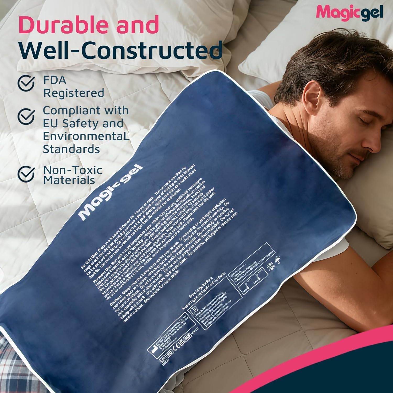 Thumbnail 6 de Magic Gel Poche de glace en gel géant XL pour genou & cheville – compresse froide réutilisable gris