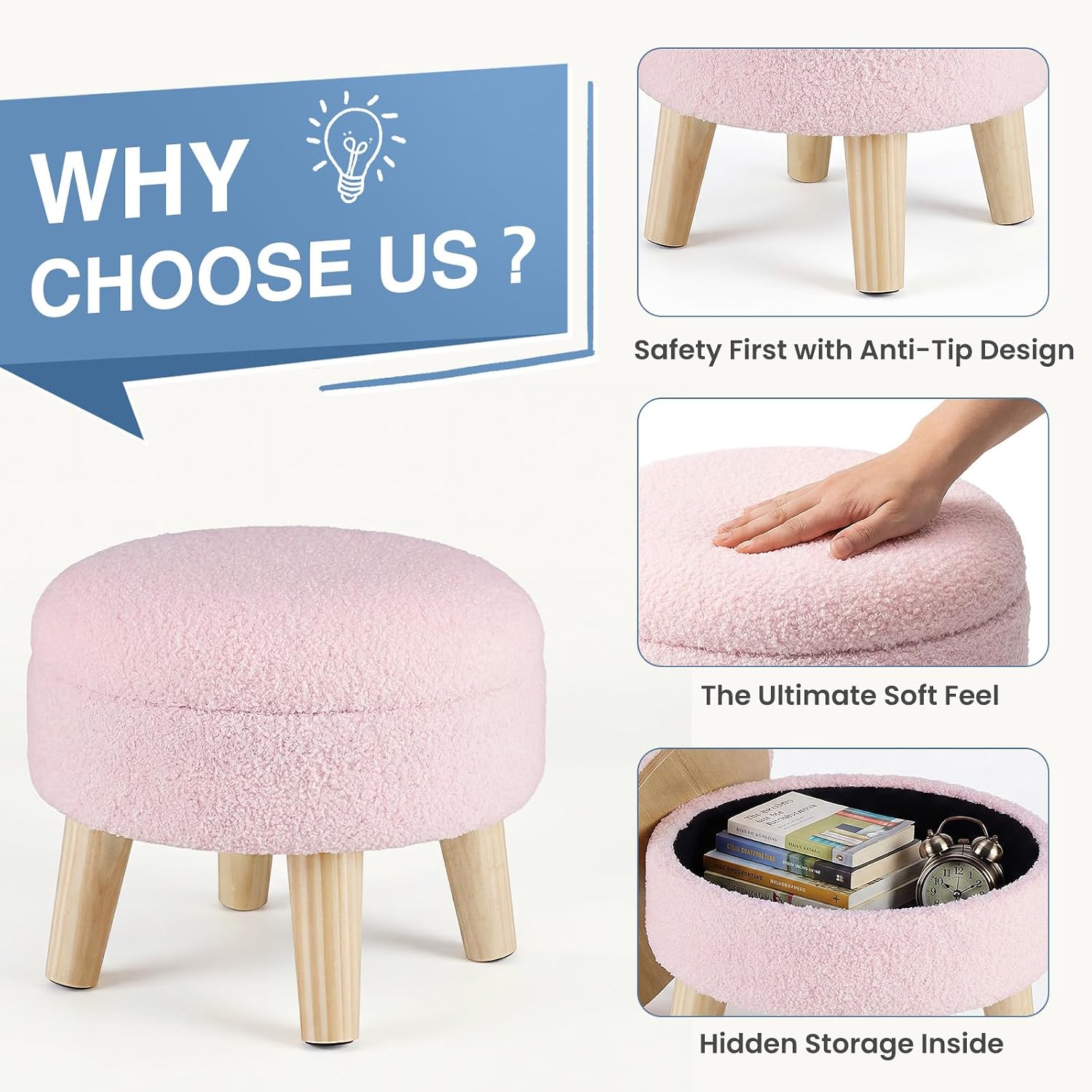 Detalle de DUMOS Storage Ottoman in Boucle