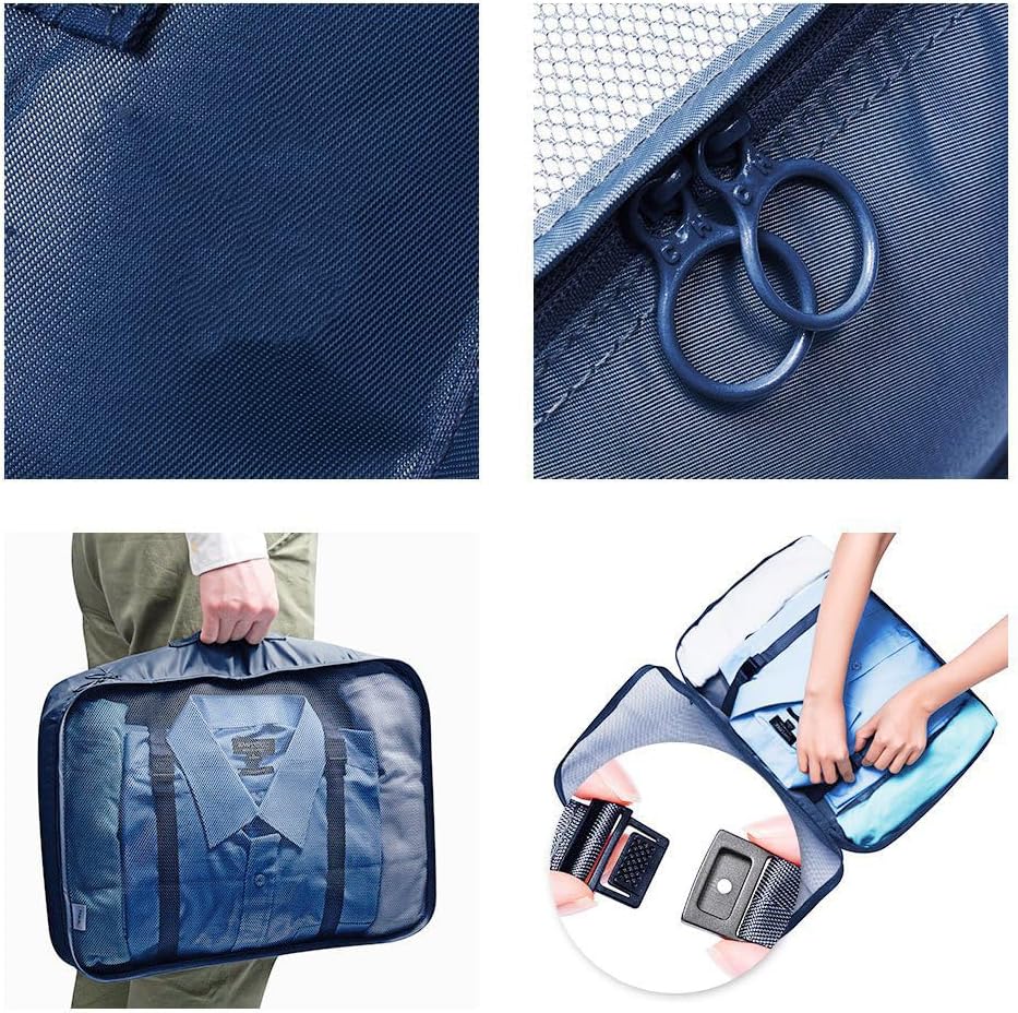 Detalle 2 de Toifucos Travel Packing Cubes 8-Piece Set (Navy Blue) – Multifunction Luggage Organisers