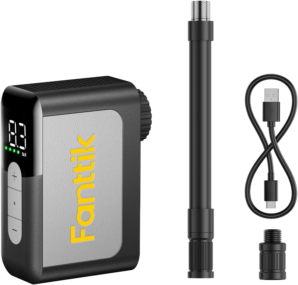 Detalle de Fanttik X10 Ace Mini Akku-Fahrradpumpe mit Manometer, bis 8,3 Bar – für Presta & Schrader