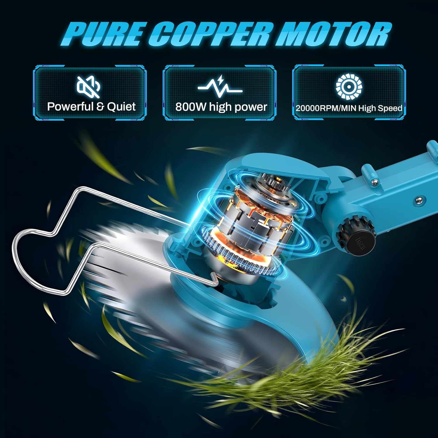 Thumbnail 1 de Cordless Strimmer 21V 4-in-1 Grass Trimmer with 800W Brushless Motor and Dual 4000mAh Batteries