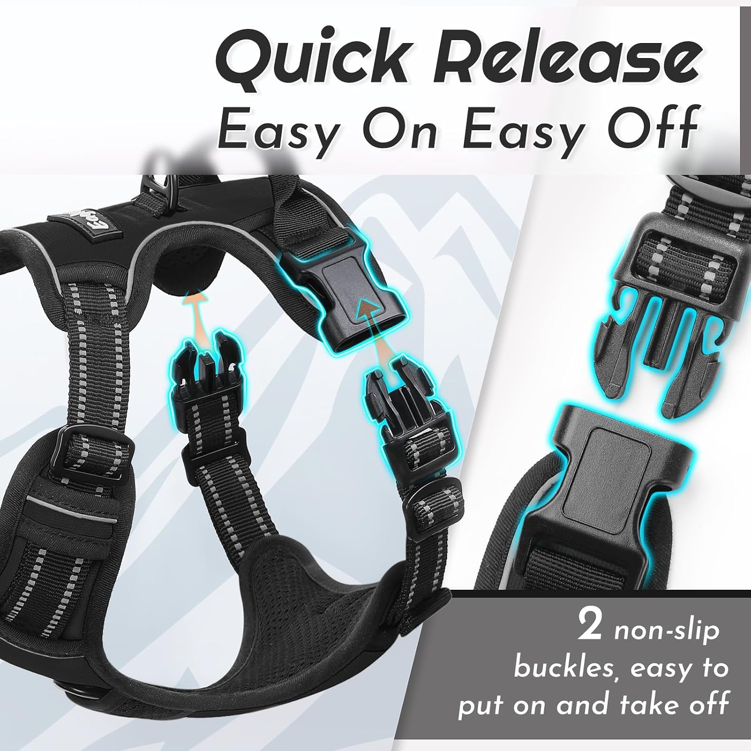 Detalle de Eagloo Dog Harness Medium – No Pull Front & Back Clip Adjustable Vest